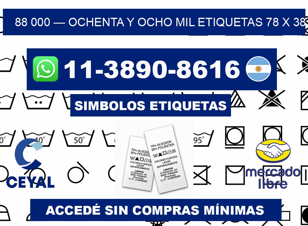 88 000 — ochenta y ocho mil etiquetas 78 x 38