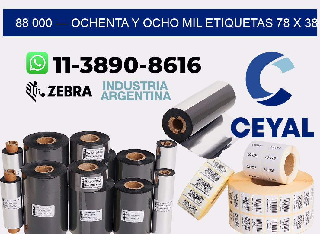 88 000 — ochenta y ocho mil etiquetas 78 x 38