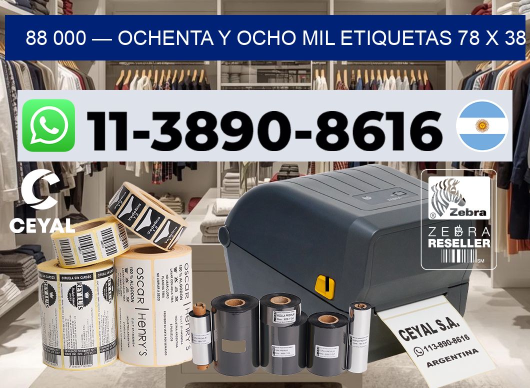 88 000 — ochenta y ocho mil etiquetas 78 x 38