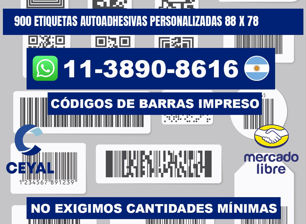 900 Etiquetas autoadhesivas personalizadas 88 x 78