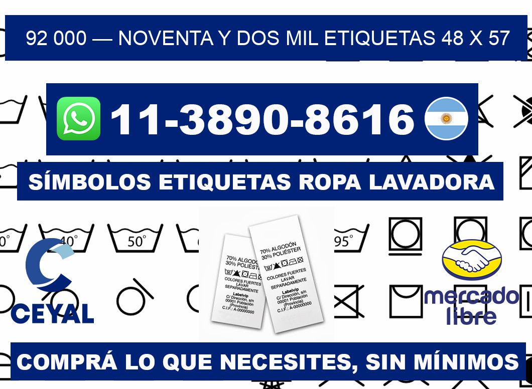 92 000 — noventa y dos mil etiquetas 48 x 57