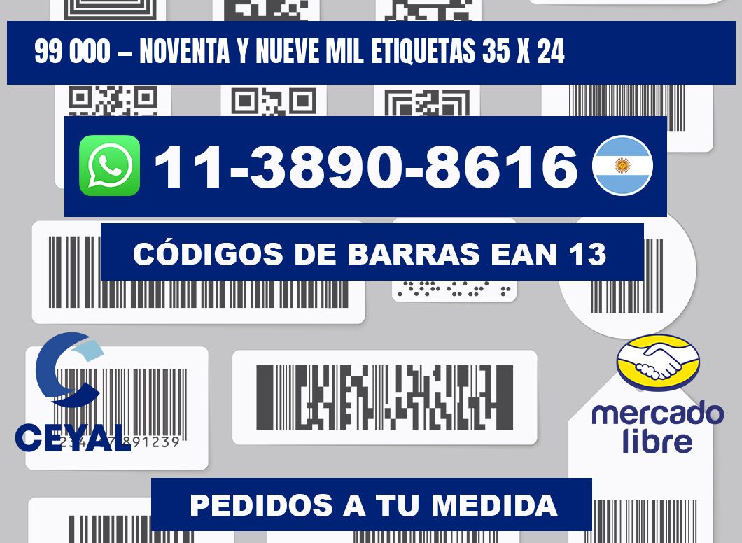 99 000 — noventa y nueve mil etiquetas 35 x 24