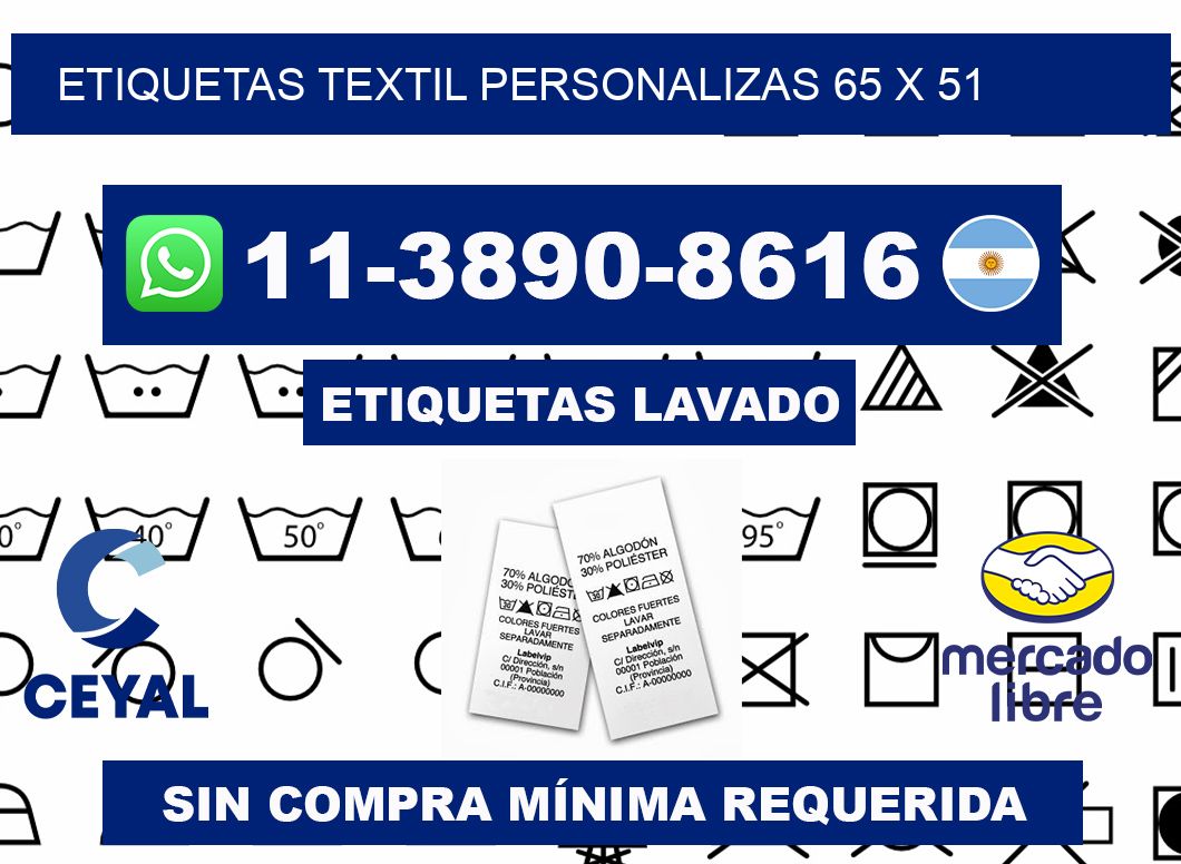ETIQUETAS TEXTIL PERSONALIZAS 65 x 51