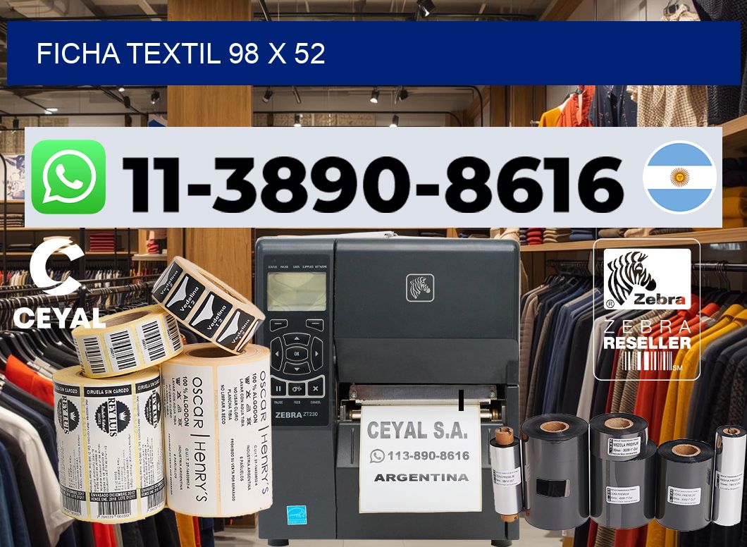 Ficha textil 98 x 52