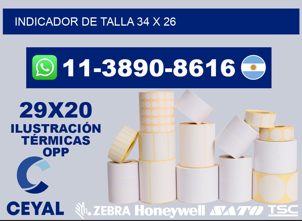 Indicador de talla 34 x 26