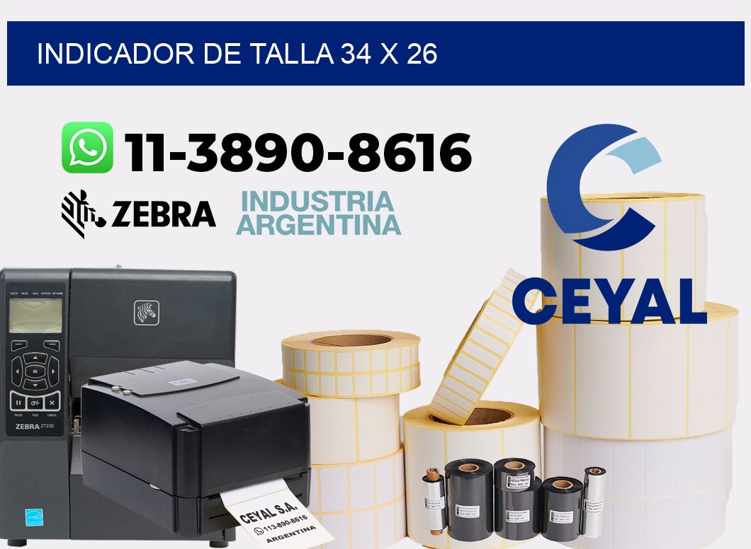 Indicador de talla 34 x 26