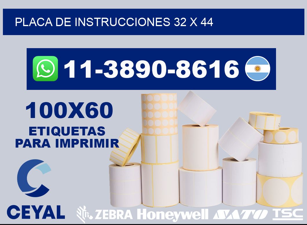 Placa de instrucciones 32 x 44