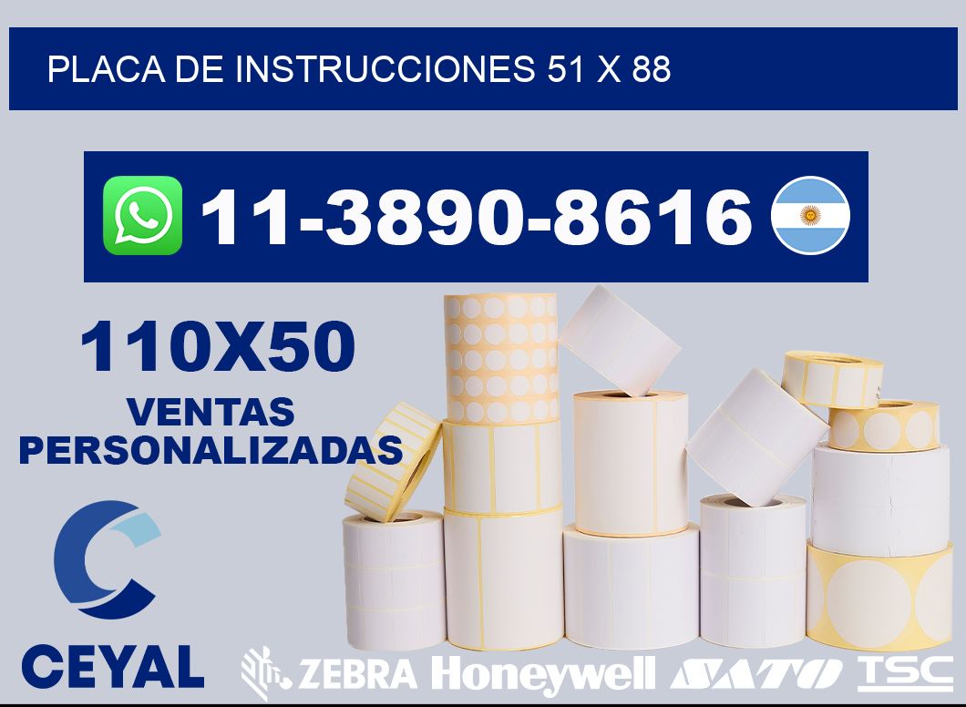 Placa de instrucciones 51 x 88