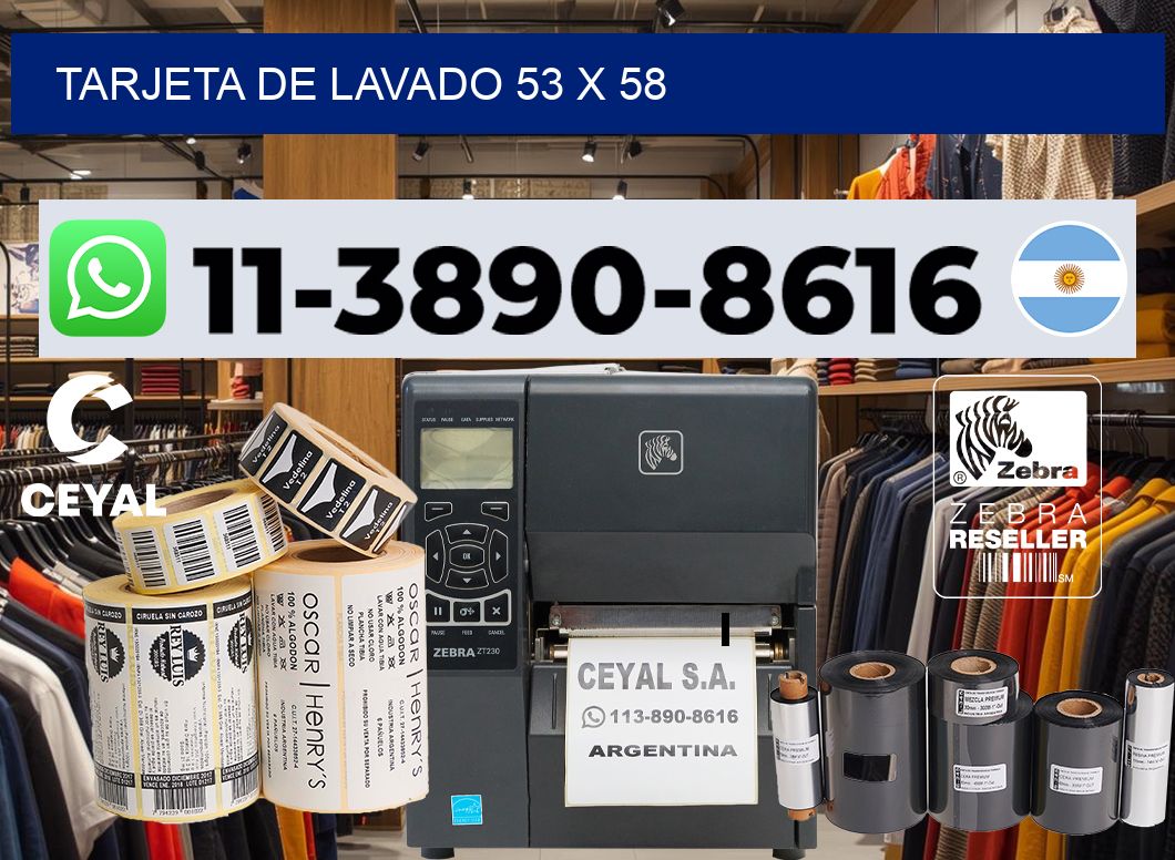 Tarjeta de lavado 53 x 58