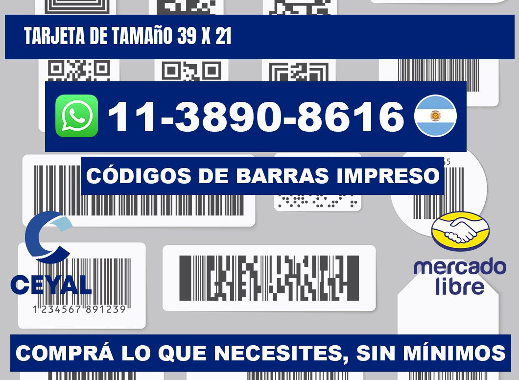 Tarjeta de tamaño 39 x 21