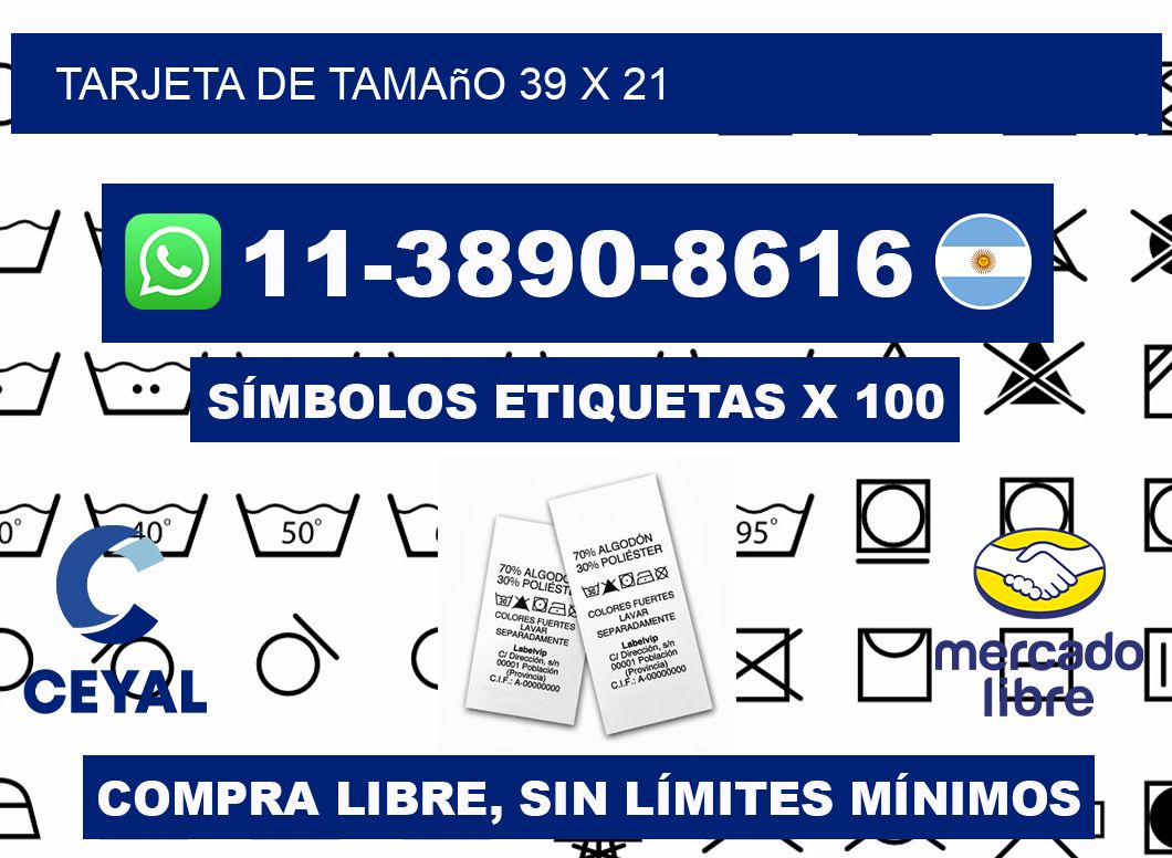 Tarjeta de tamaño 39 x 21