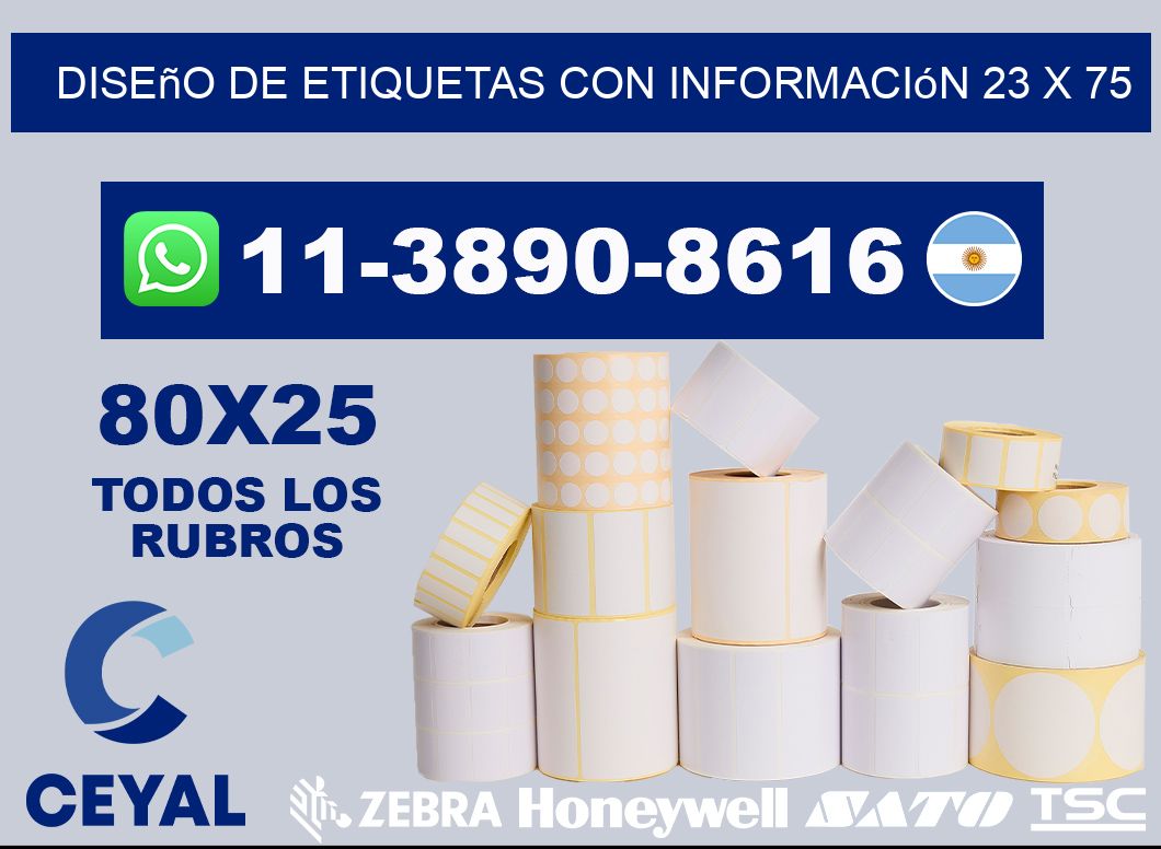diseño de etiquetas con información 23 x 75