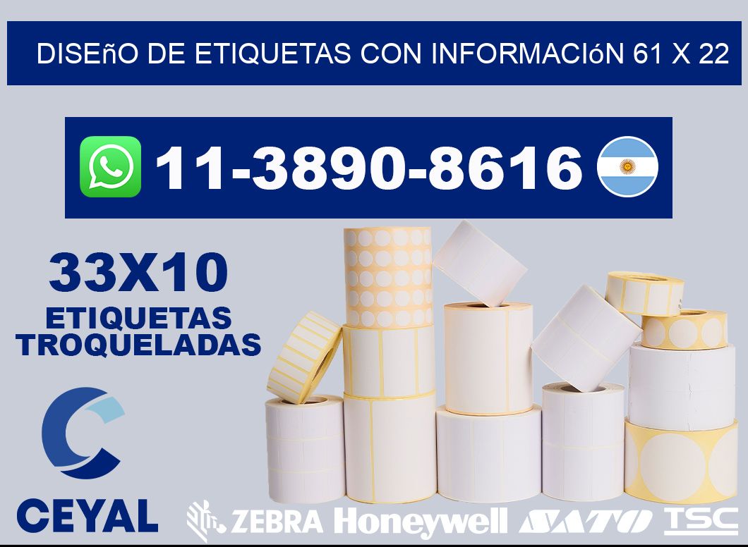 diseño de etiquetas con información 61 x 22