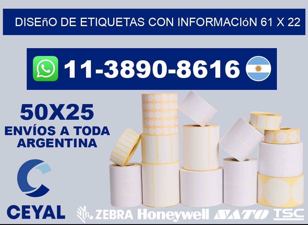 diseño de etiquetas con información 61 x 22