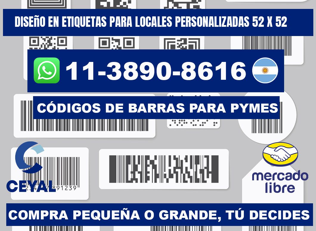 diseño en etiquetas para locales personalizadas 52 x 52