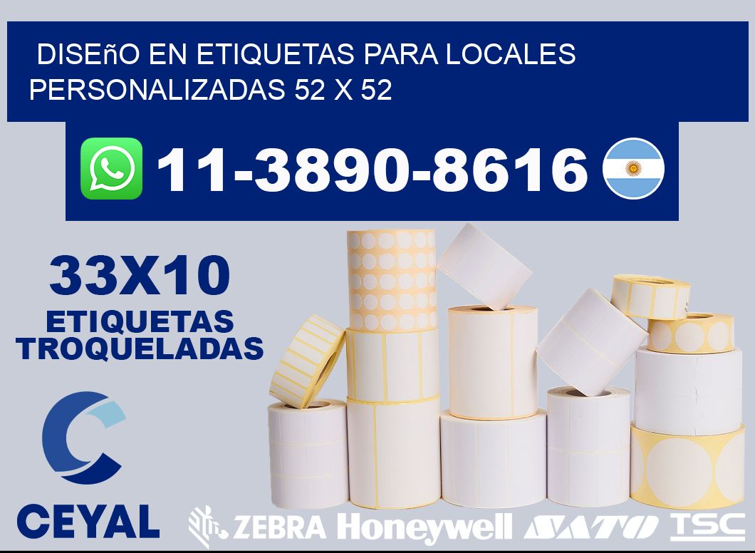 diseño en etiquetas para locales personalizadas 52 x 52