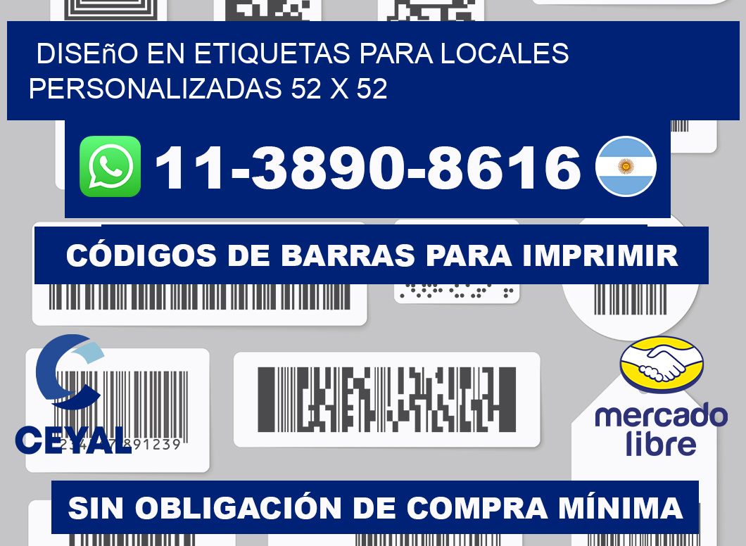 diseño en etiquetas para locales personalizadas 52 x 52