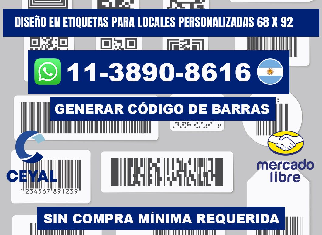 diseño en etiquetas para locales personalizadas 68 x 92