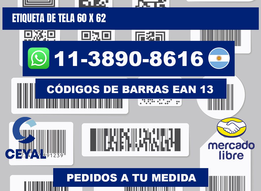 etiqueta de tela 60 x 62