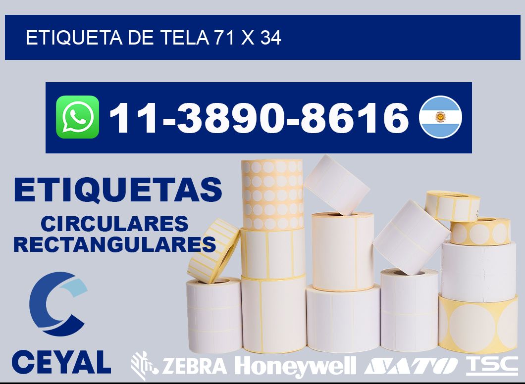 etiqueta de tela 71 x 34