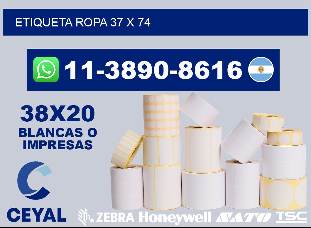 etiqueta ropa 37 x 74
