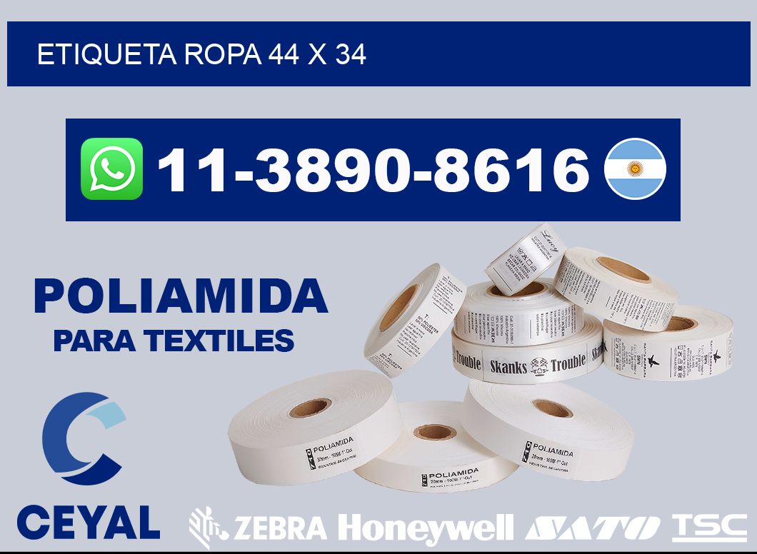 etiqueta ropa 44 x 34