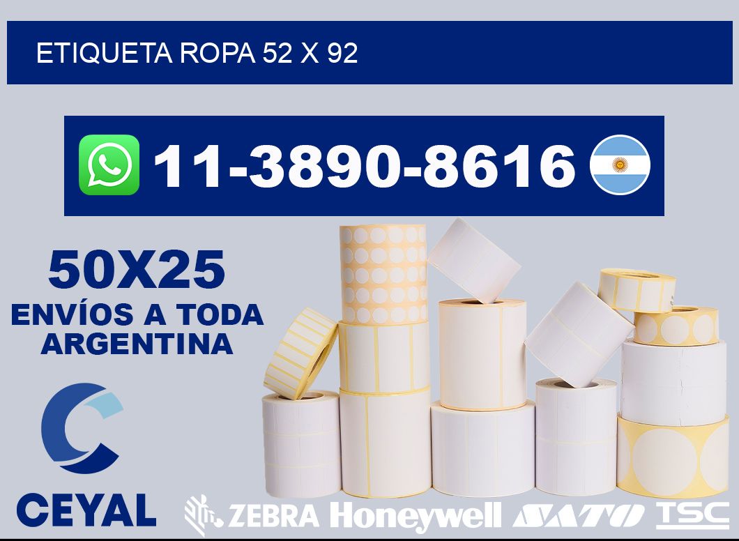 etiqueta ropa 52 x 92