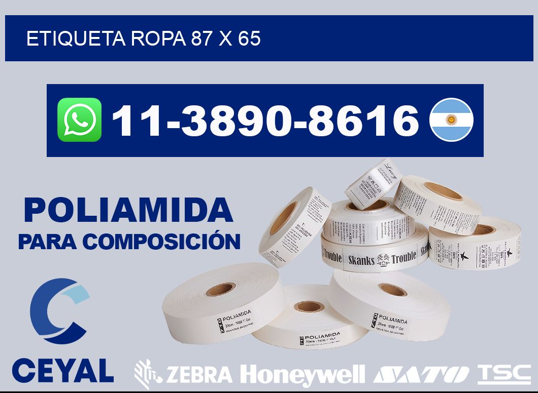 etiqueta ropa 87 x 65