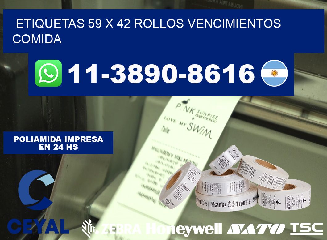 etiquetas 59 x 42 rollos vencimientos comida