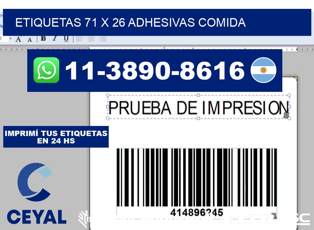 etiquetas 71 x 26 adhesivas comida