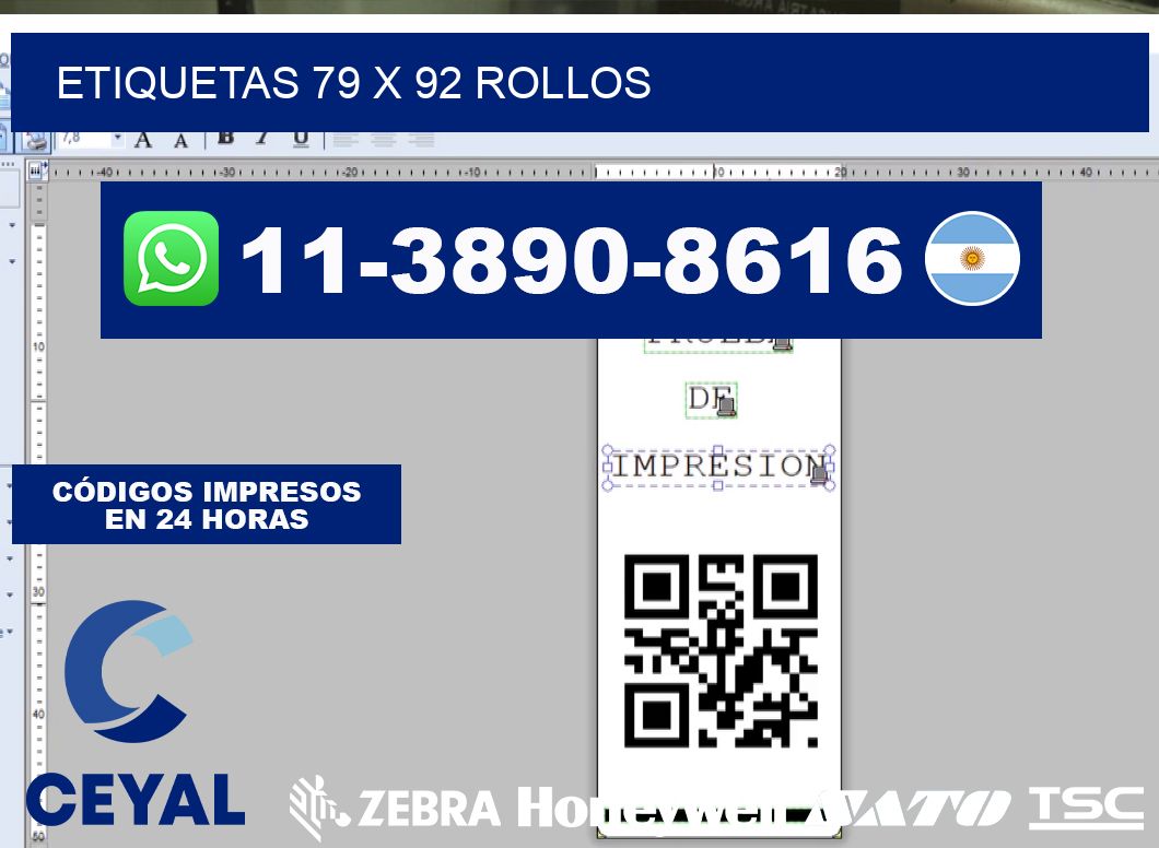 etiquetas 79 x 92 rollos