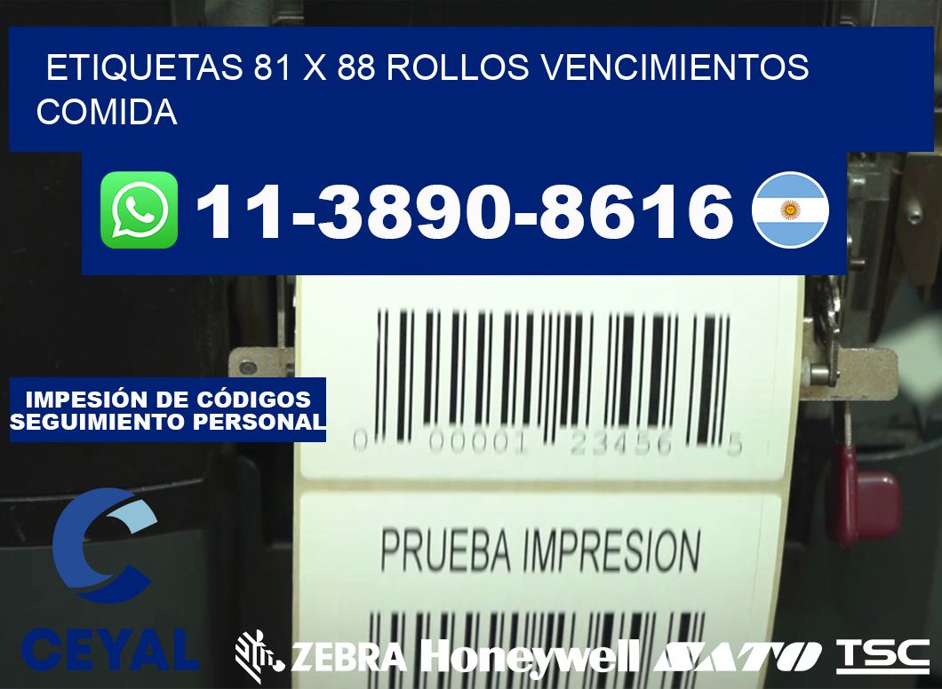 etiquetas 81 x 88 rollos vencimientos comida
