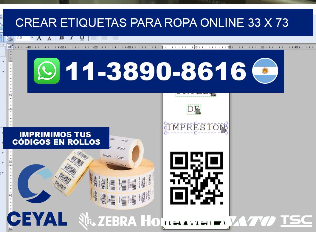 Crear etiquetas para ropa online 33 x 73