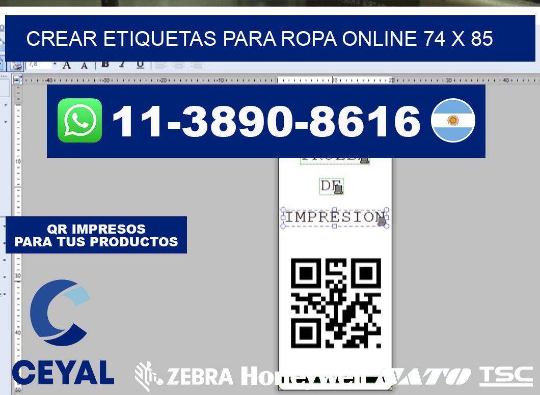 Crear etiquetas para ropa online 74 x 85
