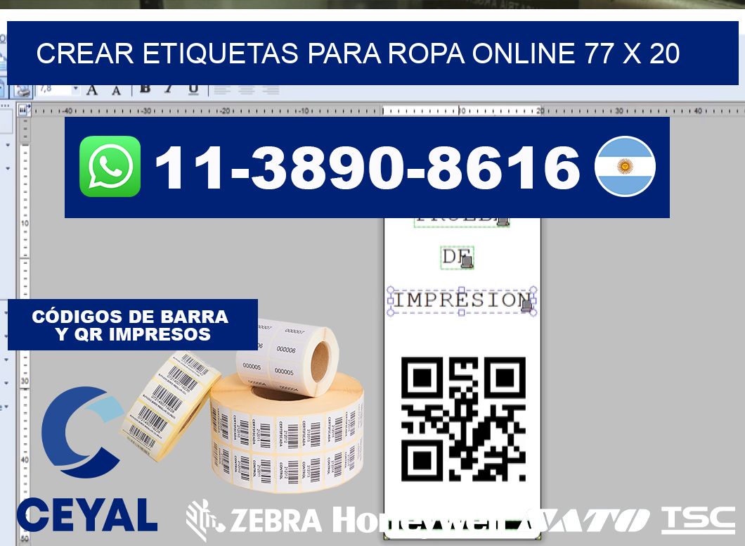 Crear etiquetas para ropa online 77 x 20