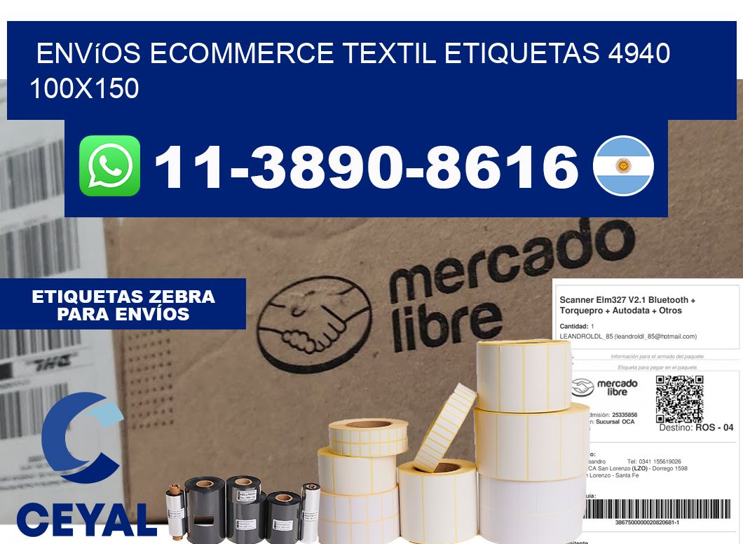 Envíos Ecommerce textil etiquetas 4940 100x150