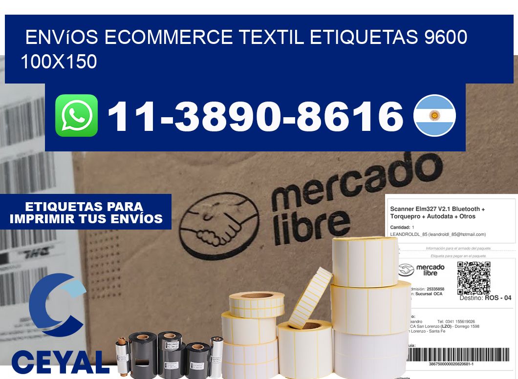 Envíos Ecommerce textil etiquetas 9600 100x150