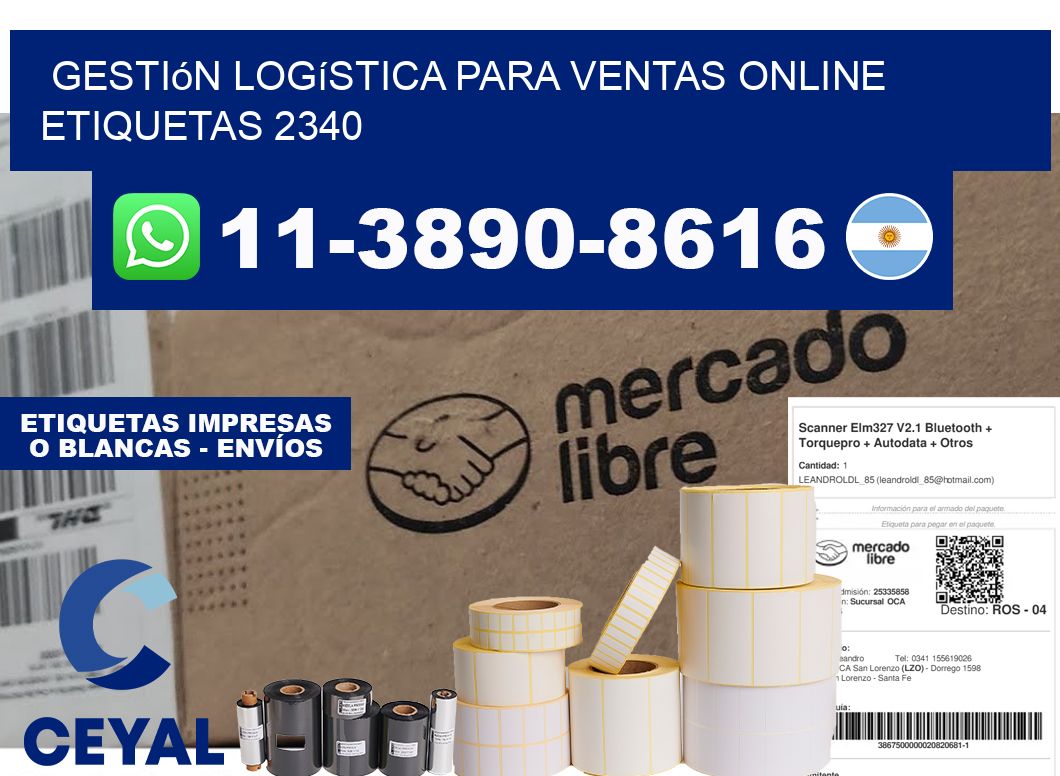 Gestión logística para ventas online  etiquetas 2340