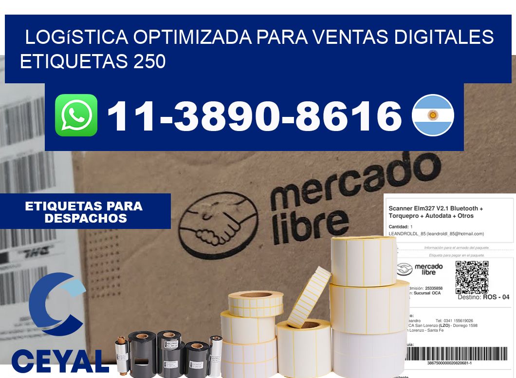 Logística optimizada para ventas digitales etiquetas 250
