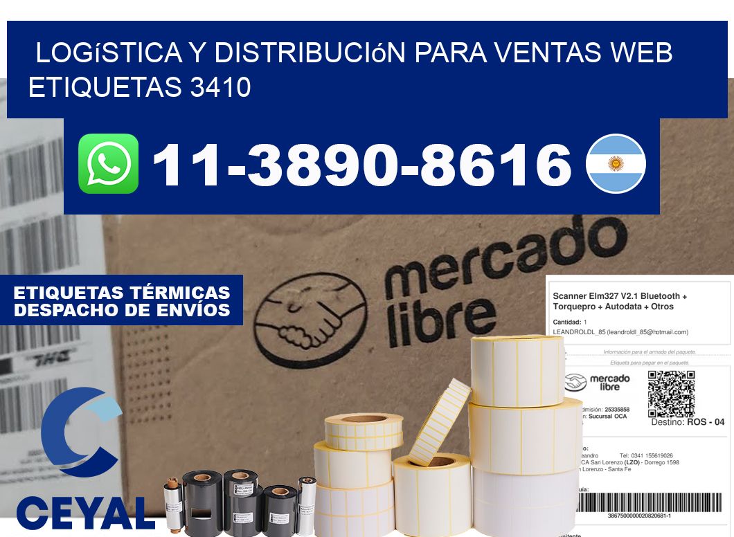 Logística y distribución para ventas web  etiquetas 3410