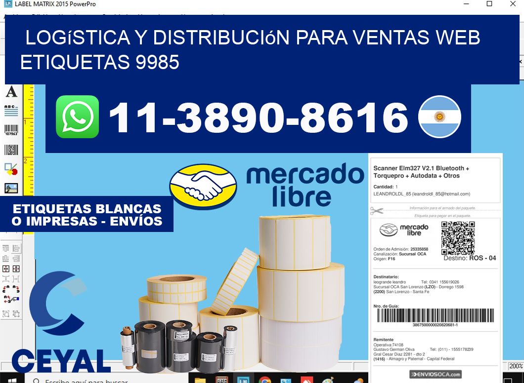 Logística y distribución para ventas web  etiquetas 9985