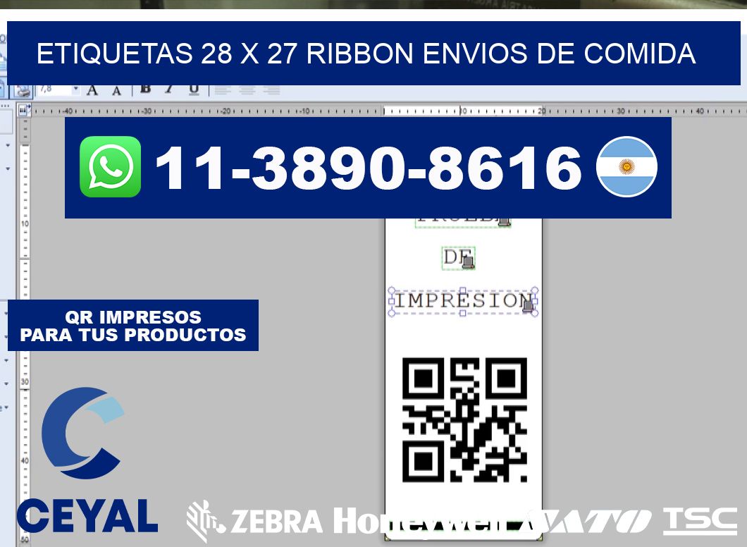 etiquetas 28 x 27 ribbon envios de comida
