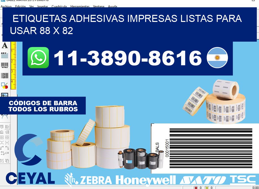 etiquetas adhesivas impresas listas para usar 88 x 82