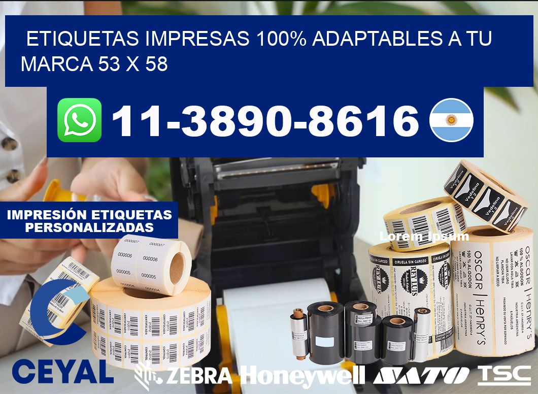 etiquetas impresas 100% adaptables a tu marca 53 x 58