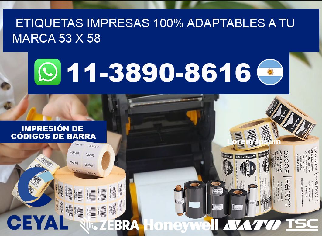 etiquetas impresas 100% adaptables a tu marca 53 x 58