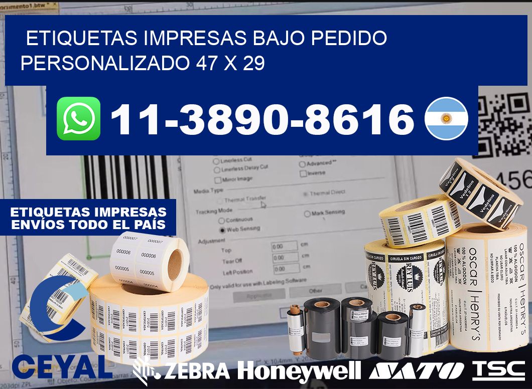 etiquetas impresas bajo pedido personalizado 47 x 29