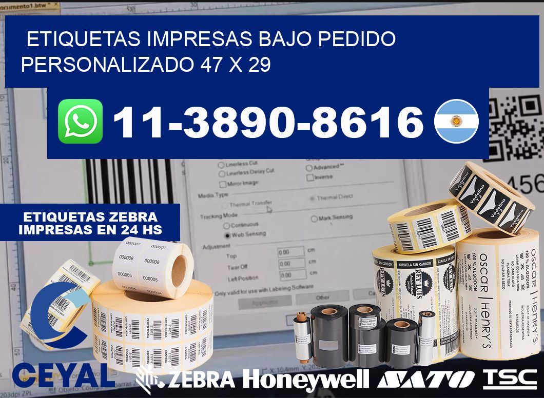 etiquetas impresas bajo pedido personalizado 47 x 29