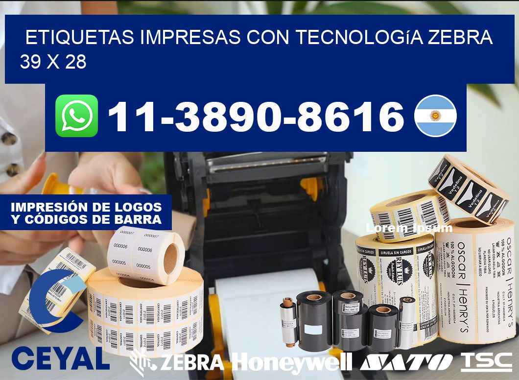 etiquetas impresas con tecnología Zebra 39 x 28