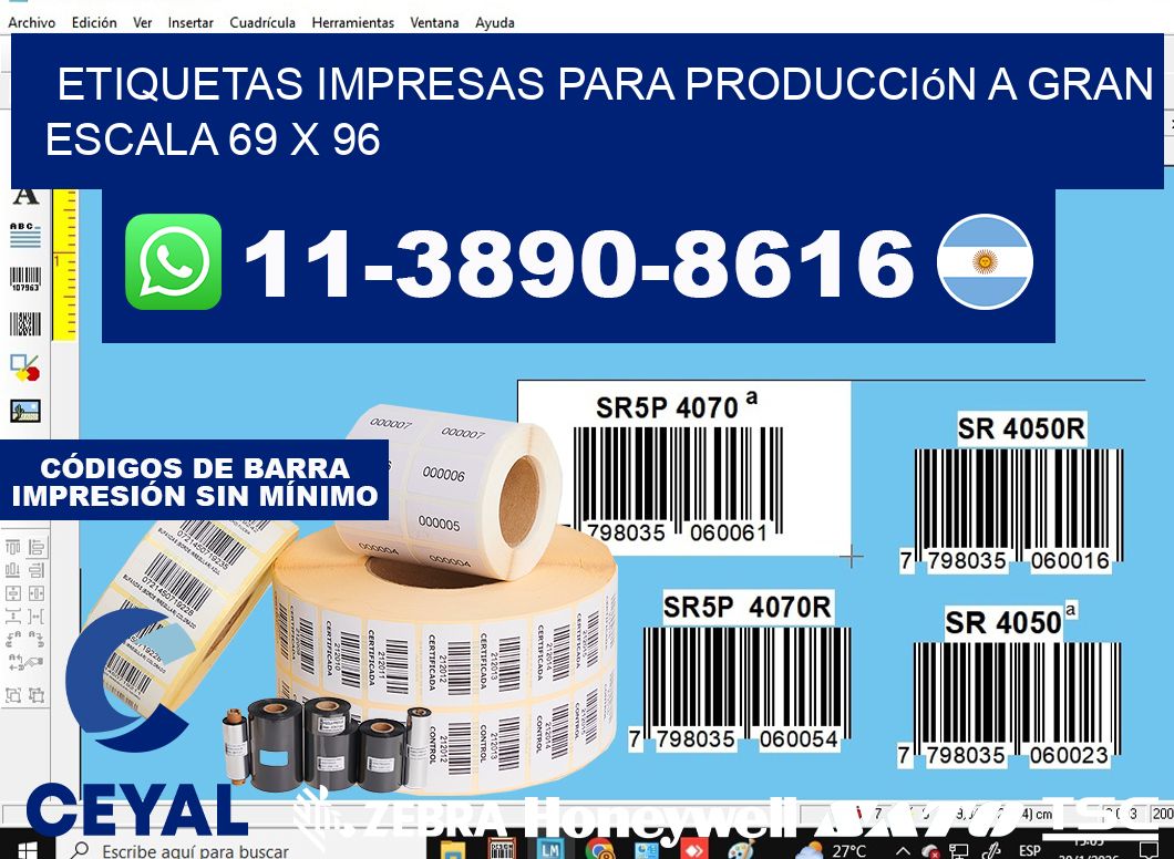 etiquetas impresas para producción a gran escala 69 x 96