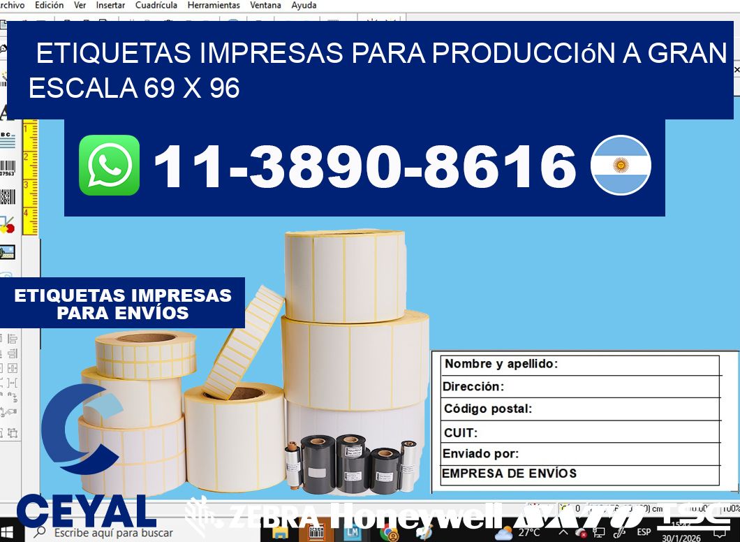 etiquetas impresas para producción a gran escala 69 x 96
